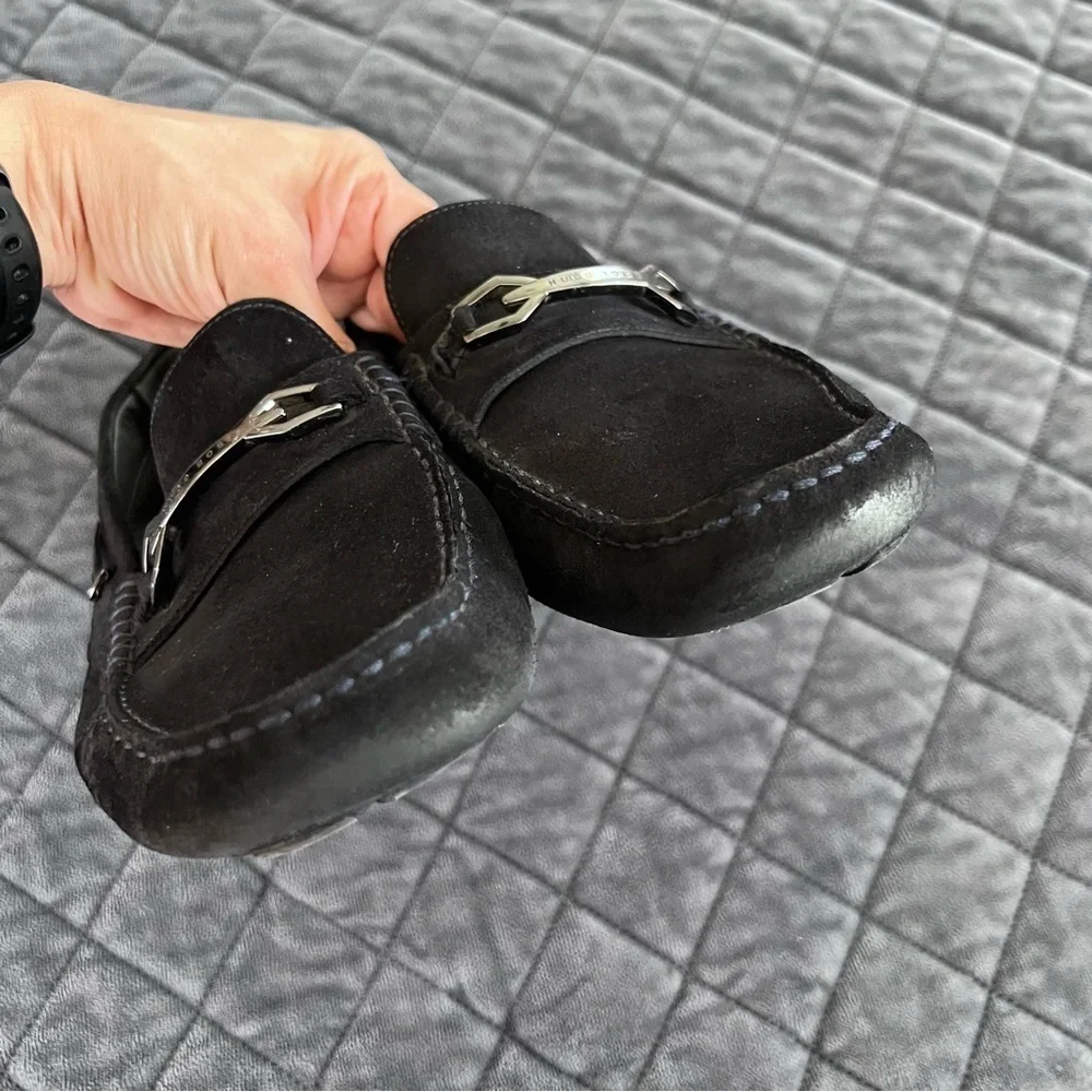 HUGO BOSS Penny Loafers Men 7 Shoes Black Suede